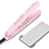 Melydo Mini Portable Flat Iron  0.7 Inch Dual Voltage Travel Hair Straightener - Small Flat Irons Hair Straightener For Short Hair  Curls Bangs  Worldwide-Use Travel Flat Iron  Pink