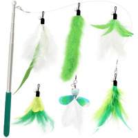 Songway Cat Feather Toys Wand - 7 Pcs Interactive Cat Toys For Indoor Cat Kitten  Retractable Cat Wand Toy With 6 Natural Feather Refills With Bell  Cat Fishing Pole Toy