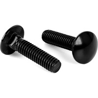 3/8-16 X 2 Carriage Bolts  Stainless Steel 18-8 (304)  Round Head  Square Neck  Fully Threaded  Black Finish  5 Pcs