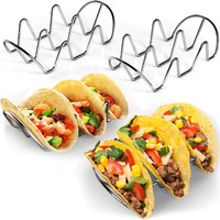 Widbi Premium Taco Holders - 4 Pack Stainless Steel Taco Stands - Holds 12 Tacos - Fits Most Plates & Air Fryers - Dishwasher & Oven Safe - Stackable Trays - Racks Hold Soft & Hard Shell Tacos