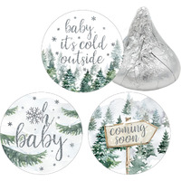 Baby It's Cold Outside Baby Shower Chocolate Kisses Party Favor Candy Stickers  Winter Wonderland Baby Shower - 180 Count