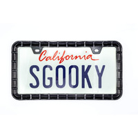 Sgooky 3D Chrome License Plate Frames  Pure Zinc Alloy Metal (Chain Pattern With Black Color)