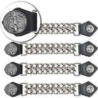 Dream Apparel 4Pcs Motorcycle Vest Extenders For Men  Biker Vest Extenders With Faux Leather Ends And Double Chrome Chains