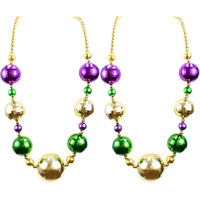 Giftexpress 2Pc 44 Inch Mardi Gras Jumbo Bead Necklace For Party Favors  Mardi Gras Festival  Mardi Gras Parades