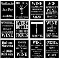 Set Of 12 Black And White Funny Wine Bottle Labels - 5 Inch X 4 Inch