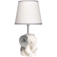 Lambs & Ivy Happy Jungle White/Grey Elephant Nursery Lamp With Shade & Bulb