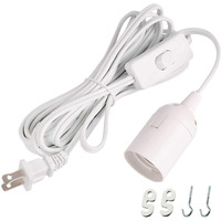 Simple Deluxe 20 Feet Extension Hanging Lantern Pendant Light Lamp Cord Cable E26 Socket (No Bulb Included)  White