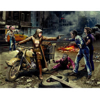 Masterbox Zombieland: Zombie Hunter Road To Freedom Model Kit - 4 Zombies And Escaping Girl (1/35 Scale)