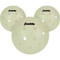 Franklin Sports Glow In The Dark Outdoor Pickleballs - Light Up Pickleball Balls For Nighttime Pickleball - Glow In The Dark Green Pickleball Balls - Charge In Indoor Light + Sunlight - 3 Pack