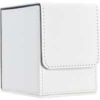 Zettokete Card Deck Box With 2 Dividers Large Capacity Trading Card Storage Box Fits 100+ Double-Sleeved Cards Pu Leather Deck Case Compatible With Magic Commander Yugioh Tcg Ccg(White)