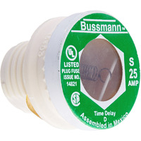 1- Bussmann S-25 25 Amp Type S Time-Delay Dual-Element Plug Fuse Rejection Base  125V Ul Listed By Bussmann