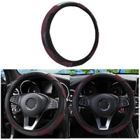 Car Steering Wheel Cover  Universal Microfiber Pu Leather Elastic 15 Inch Stitching Color Anti-Slip Steering Wheel Protector  Car Interior Protection Accessories For Men Women (Wine Red)