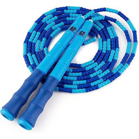 Buddy Lee Beaded Speed Jump Rope - Blue  Bamboo Shaped Handles | Soft Tpu Beads  High Density Nylon Rope | Perfect Choice For Schools  Gym & Outdoor Jumping | Great For Rope Releases | Kids & Adults