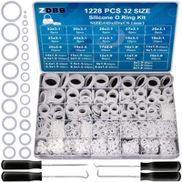 Zdbb 32 Size 1228 Pcs Clear Food Grade Silicone O-Ring Kit  White Oil And Heat Resistant Vmq Seal O-Ring Washer Set For Sealing Faucets And Plumbing With Hook And Pick