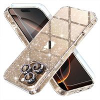 Choiche Compatible For Iphone 16 Pro Max Case  Women Cute Clear Glitter Bling Sparkly Case  [3 X Diamond Camera Lens Protectors] [2 X Tempered Glass Screen Protectors] 6.9-Inch (Glitter Clear)