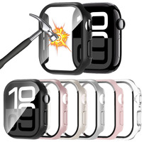 Haanilkyi [6 Pack] Case For Apple Watch Series 10 46Mm Screen Protector  Ultra-Thin Tempered Glass Full Coverage Hard Pc Protective Face Cover For Iwatch 10 46Mm