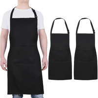 Will Well Chef Apron For Men Professional - Cooking Aprons For Women With Pockets - Adjustable Black Aprons For Men - Bib Aprons With Pockets Water & Oil Resistant - 2 Pack