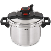 T-Fal Clipso Stainless Steel Pressure Cooker 8 Quart  Induction Compatible  Secure Locking System  One Hand System  Fast Cooking  Recipe Book Included  Cookware  Pots And Pans  Dishwasher Safe  Silver