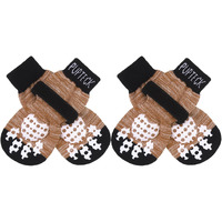 Pupteck Anti-Slip Dog Socks With Double Sides Grips For Small Medium Large Dogs Hardwood Floors Prevents Licking  Dog Shoes For Hot Pavement Traction Control Paw Protector For Senior Dogs  Khaki L
