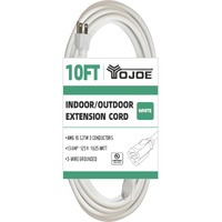 Yojoe Indoor Outdoor Extension Cord  3 Prong 13A Weatherproof Power Extension Cord  16 Gauge Heavy Duty 10 Ft White Extension Cord For Garage  Garden And Home  16/3 Sjtw Ul Listed