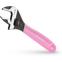 Workpro 6-Inch Pink Adjustable Wrench  Cr-V Steel Wrench  Wide Jaw Black Oxide Wrench  Metric & Sae Scales  For Home  Garage  Workshop And Diy-Pink Ribbon