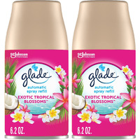 Glade Automatic Spray Refill 2 Ct  Exotic Tropical Blossoms  Automatic Spray Air Freshener  12.4 Oz  12.4 Ounce