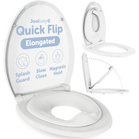 Quick Flip Elongated Toilet Seat With Built-In Potty & Splash Guard For Toddler Training  Slow Close - Jool Baby
