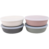 Weesprout Bamboo Kids Bowls With Lids  Set Of Four 15 Oz Kid-Sized Bamboo Bowls  Bamboo Kid Bowls With Lids For Leftovers  Dishwasher Safe (Pink  Green  Gray  & Beige)