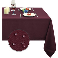 Obstal 210Gsm Rectangle Burgundy Tablecloth  Christmas Decorations Table Cloth Waterproof  Table Cover Protector For Holiday Party Use (Burgundy 60 X 102 Inch)