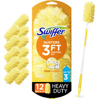 Swiffer Duster Heavy Duty Dusting Kit  Cleaning Supplies  3 Ft Extended Handle  1 Duster  12 Refills