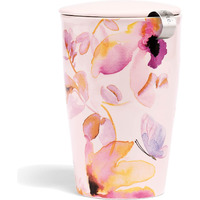 Tea Forte Kati Cup Mariposa  Ceramic Tea Infuser Cup With Infuser Basket And Lid For Steeping Loose Leaf Tea
