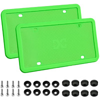 Xclpf Silicone Green License Plate Frame Covers 2 Pack- Front And Back Car Plate Bracket Holders. Rust-Proof  Rattle-Proof  Weather-Proof (Green)