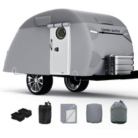Umbrauto Teardrop Travel Trailer Cover Fits 10 '-12 ' Trailers  7 Layers Top Heavy Duty Waterproof Camper Cover With Windproof Strap For R-Pod Trailers  Clamshell Trailers