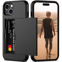 Nvollnoe Compatible With Iphone 15 Plus Case With Card Holder Heavy Duty Protective Dual Layer Shockproof Hidden Card Slot Slim Wallet Phone Cover For Women&Men 6.7 Inch(Black)