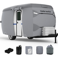 Umbrauto Fiberglass Travel Trailer Cover Fits 11 '-13 ' Trailers  2023 Upgraded 7 Layers Top Camper Rv Cover With Windproof Strap Adhesive Repair Patches