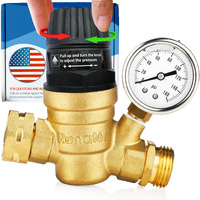 Renator Rv Water Pressure Regulator For Rv Camper. Brass Lead-Free Adjustable Water Pressure Regulator With Gauge For Camper Travel Trailer  Reducer Valve W Filter. M22-0660R.
