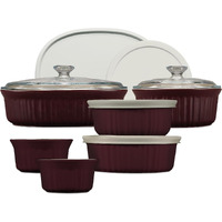 Corningware Ceramic Bakeware Set With Lids  Chip And Crack Resistant Stoneware Baking Dish  Microwave  Dishwasher  Oven  Freezer And Fridge Safe  12-Piece French Cabernet