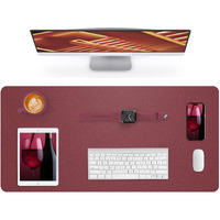 Leather Desk Pad Protector Mouse Pad Office Desk Mat  Non-Slip Pu Leather Desk Blotter Large Desk Mat Waterproof Keyboard Mat For Office/Home/Decor (Burgundy Red 35"" X 17"")