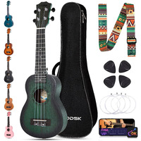 Aodsk Ukulele For Beginners Uke Starter Bundle Kit 21 Inch Ukelele With Free Gig Bag Strap Professional Acoustic Soprano Ukelele Four String Wooden Hawaiian Uke For Kids Students Starter Kit-Green