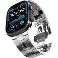 Chanchy Stainless Steel Band Compatible With Apple Watch Band 42Mm (2024) 41Mm 40Mm 38Mm  Metal Strap With Folding Clasp For Apple Watch Series 10 9 8 7 6 5 4 3 2 1 Se Se2 For Men Women  Silver