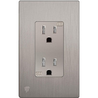 Enerlites Elite Series Decorator Receptacle Outlet Child Safe Tamper-Resistant  Self-Grounding  Residential Grade  15A 125V  Ul Listed  Brushed Wall Plate Included  61501-Tr-Nkwbp  Nickel