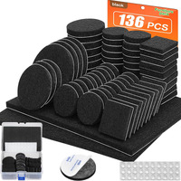 Felt Furniture Pads 136 Pieces  Felt Pads For Furniture Black 5Mm Thick  Floor Savers For Furniture Anti Scratch  Best Floor Protectors With Case For Hardwood Floors