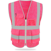 Hycoprot High Visibility Mesh Safety Reflective Vest With Pockets And Zipper  Meets Ansi/Isea Standards