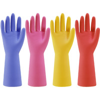 Rubber Kitchen Dishwashing Gloves - 4 Pairs Colorful Reusable Household Cleaning Gloves For Washing Dishes And Cleaning Tasks  Flexible Long-Lasting And Non-Slip (Small  Blue+Pink+Yellow+Orange)