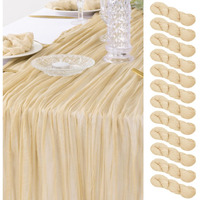 Dezerlor 12 Pack Christmas Table Runner Champagne Cheesecloth Table Runner Boho Gauze Table Runner 120 Inches Long Winter Table Decor For Wedding Baby Shower Xmas Party Decorations