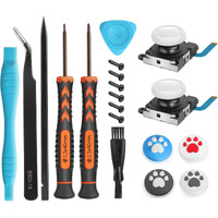 Joystick Replacement For Switch Lite - 19 In 1 Oem Analog Stick Thumbstick Parts Repair Tool Kit Accessories With Y00 Triwing Screwdriver  Thumb Caps  Tweezers For Oled Joycon Joy Con Controller