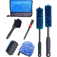 Oesee 7Pcs Car Wheel Rims Detail Cleaning Pro Wash Kit  Wheel Wash Mitt  Tire Brush  2Pcs Soft Woolies Wheels Brush  Detailing Brush  And Tire Dressing Pads  Microfiber Dry Towel Scratch-Free Cleaning
