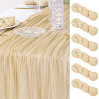 Dezerlor 6 Pack Christmas Table Runner Champagne Cheesecloth Table Runner Boho Gauze Table Runner 120 Inches Long Winter Table Decor For Wedding Baby Shower Xmas Party Decorations
