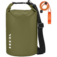 Heeta Waterproof Dry Bag For Women Men (Upgraded Version)  Roll Top Lightweight Dry Storage Bag Backpack With Emergency Whistle For Travel  Boating  Kayaking  Camping  Beach (Dark Green  20L)