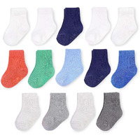 Fruit Of The Loom Baby 14-Pack Grow & Fit Flex Zones Cotton Stretch Socks - Unisex  Girls  Boys (12-24 Months  Blue)